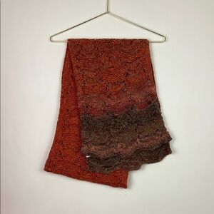 Coldwater Creek winter scarf in coral red and brown
